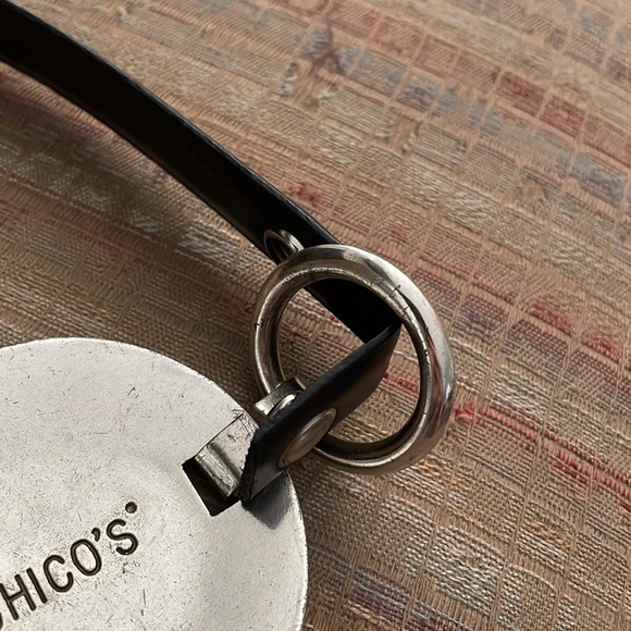 CHICO’s Adjustable Leather Belt Bohemian Boho Western Silver Metal w details M/L main image 6